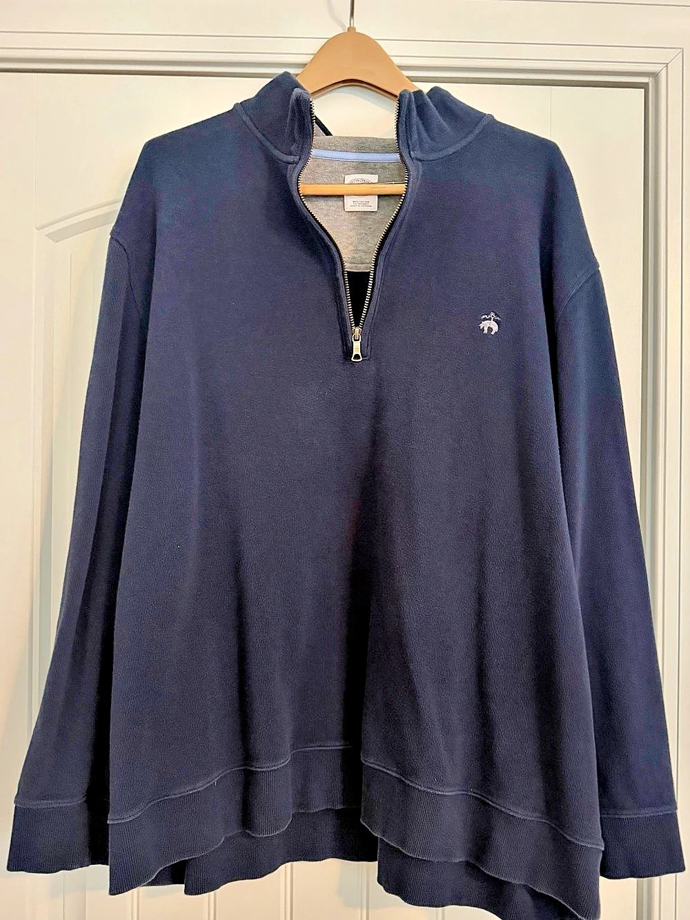 Brooks Brothers Quarter-Zip Cotton Blend Pullover Blue 3XL Like New
